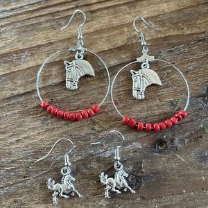 New Horse Earrings. Two Pairs.